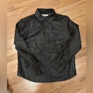 FRAME DENIM women’s lamb leather button down shirt / size s / dark brown